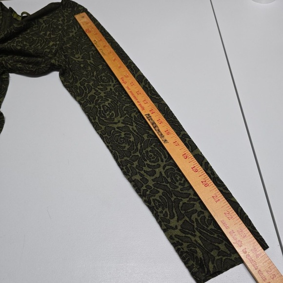 Cut Loose Shirt Women Large Green Floral Long Sleeve Pullover Stretch Goblincore - Picture 9 of 12